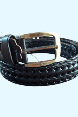 Classic Black-Braided Leather Belt