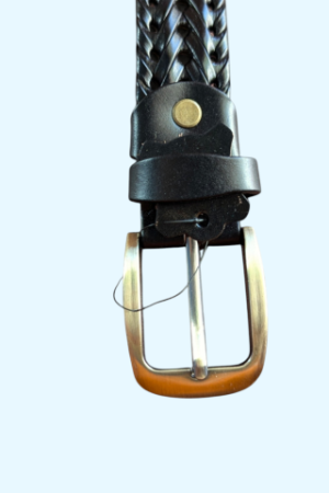 Classic Black-Braided Leather Belt